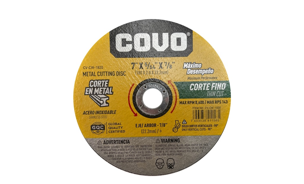 [7-711] DISCO C/METAL FINO 7" x 5/64" COVO (PLANO) 7-711