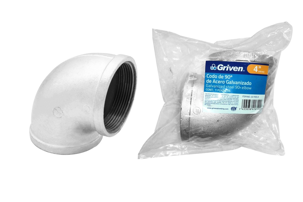 CODO GALVANIZADO 4" x 90° GRIVEN 7-721