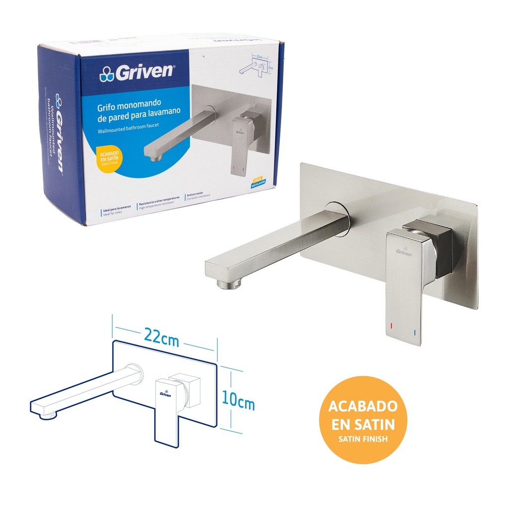LLAVE LAVAMANO MONOMANDO PARED GRIVEN 7-749