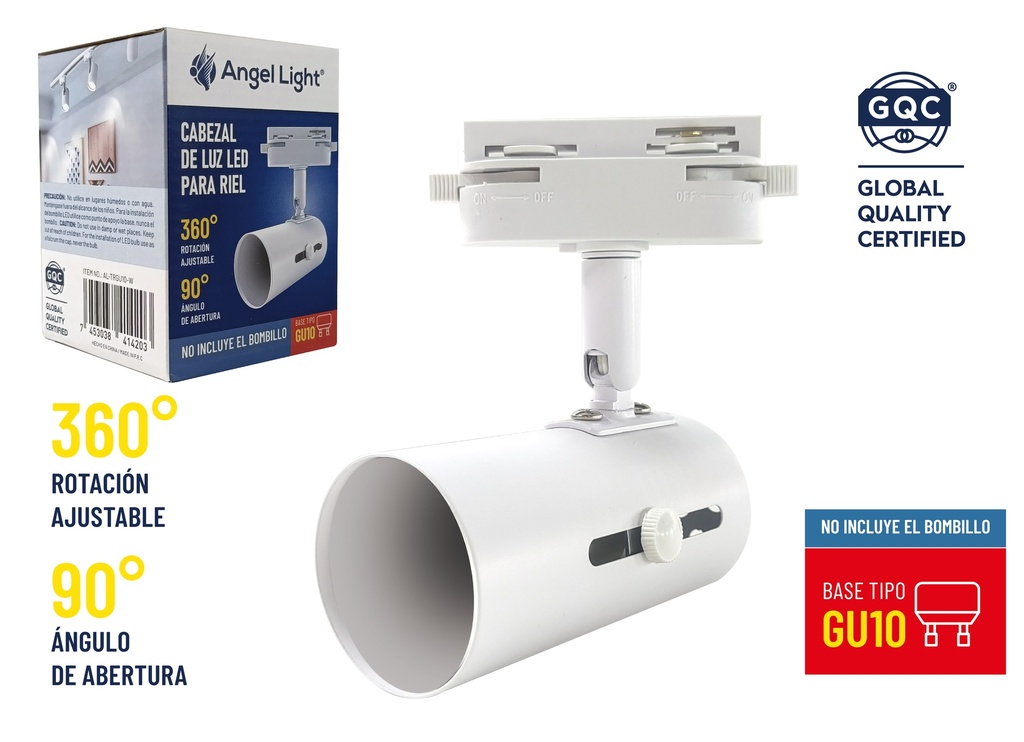 CABEZAL BLANCO P/RIEL S/BOMBILLO ANGEL LIGHT 7-766