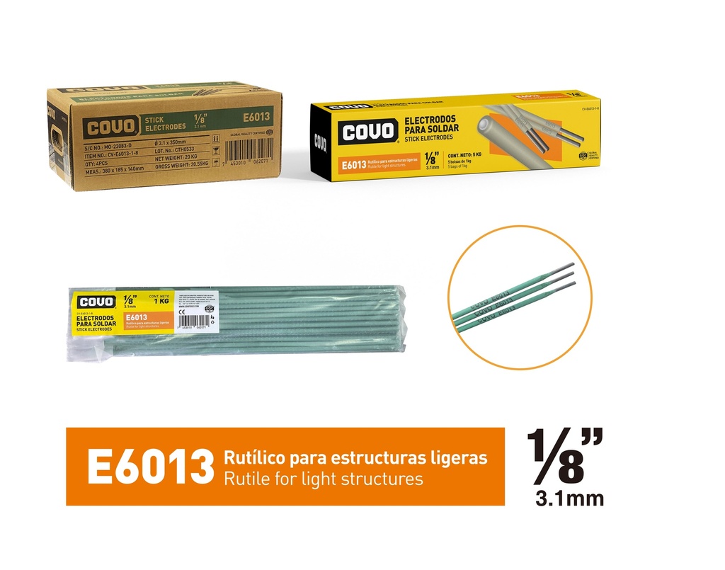 ELECTRODO 1/8 6013 X KG VERDE COVO 7-784