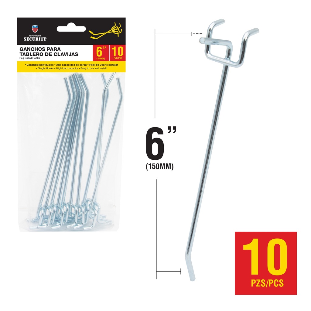 GANCHO P/COLGAR 150MM x 10 UNID SECURITY 7-789