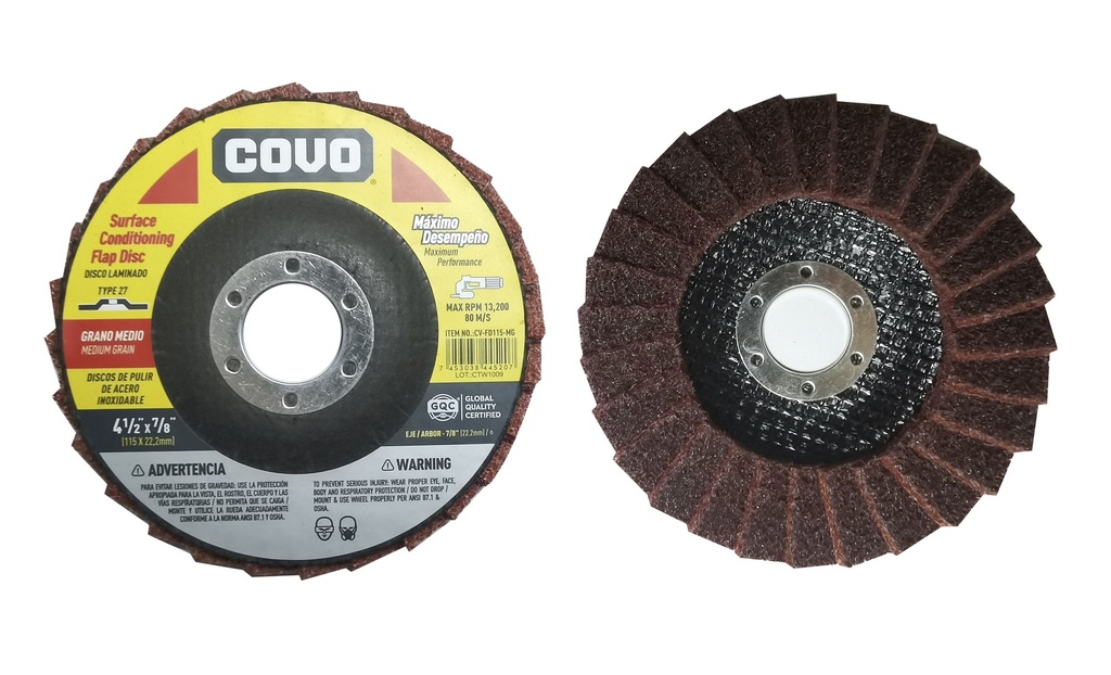DISCO FLAP 4 1/2" GRANO MEDIO P/ACABADO COVO 7-819
