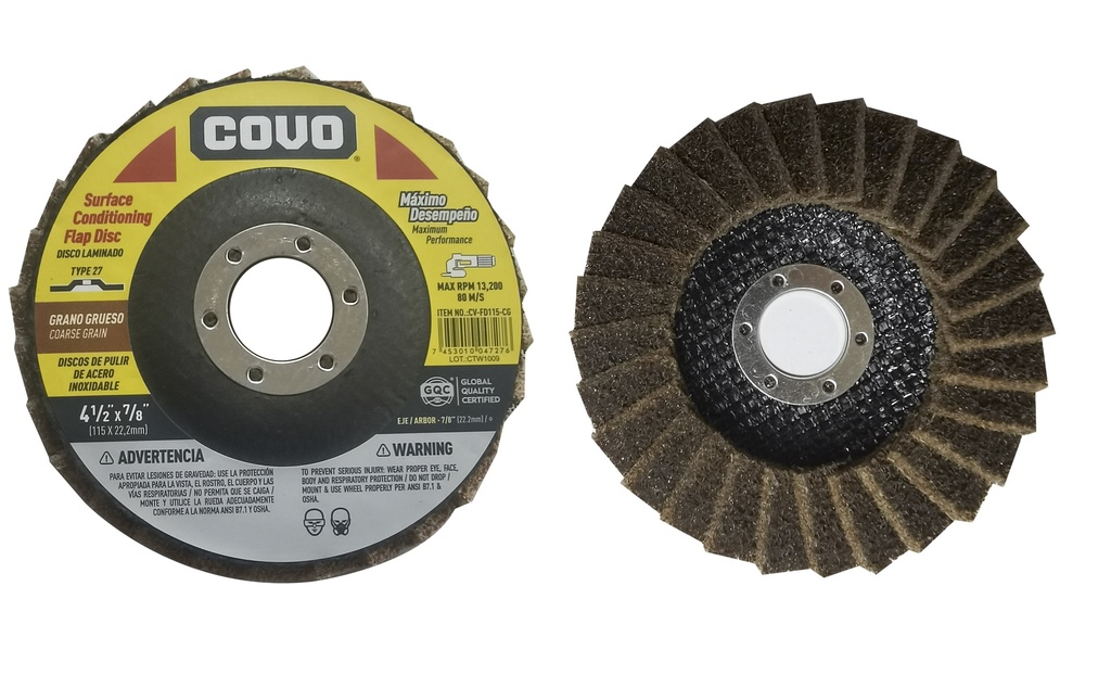 DISCO FLAP 4 1/2" GRANO GRUESO P/ACABADO COVO 7-856