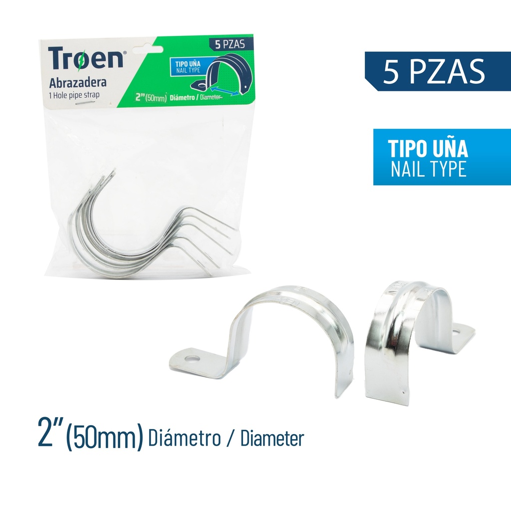 [7-875] ABRAZADERA EMT SENCILLA x 2" X 5 UNID TROEN 7-875