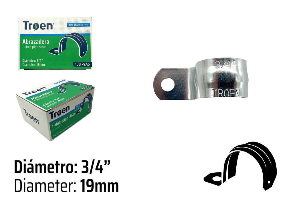 ABRAZADERA EMT SENCILLA x 3/4" X 100 UNID TROEN 7-890
