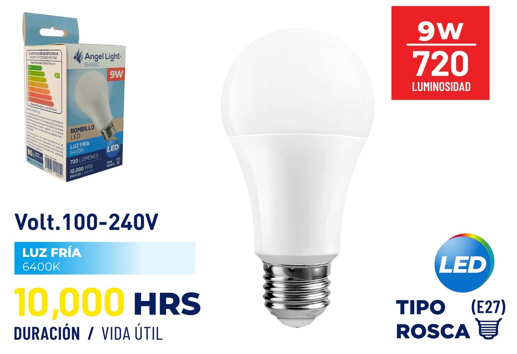 BOMBILLO BULBO LED 9W ANGEL LIGHT BASIC 7-927