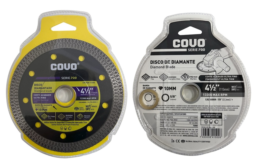 DISCO C/CONCRETO TURBO x 4 1/2" COVO PRO 7-971