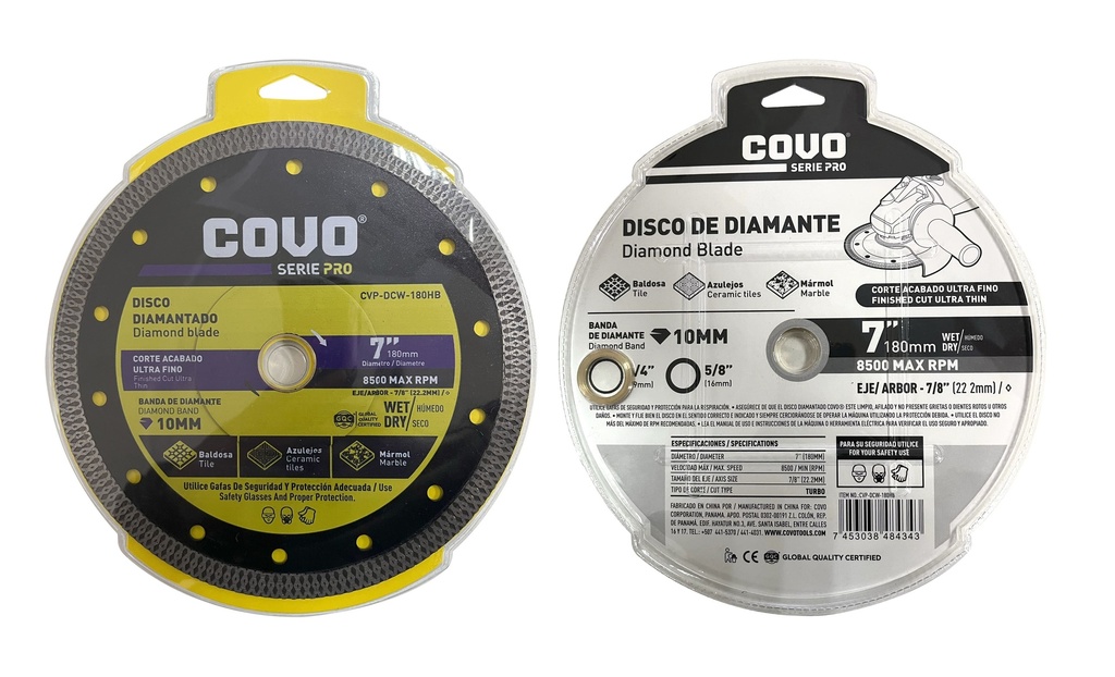 DISCO C/CONCRETO TURBO x 7" COVO PRO 7-972