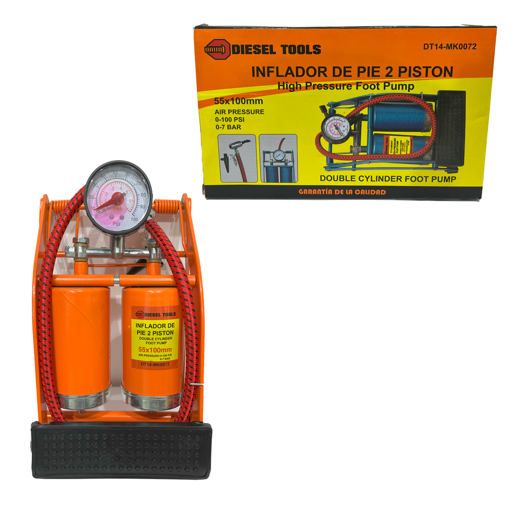 [8-090] BOMBA DE AIRE DE PIE C/MANOMETRO DIESEL TOOLS 8-090