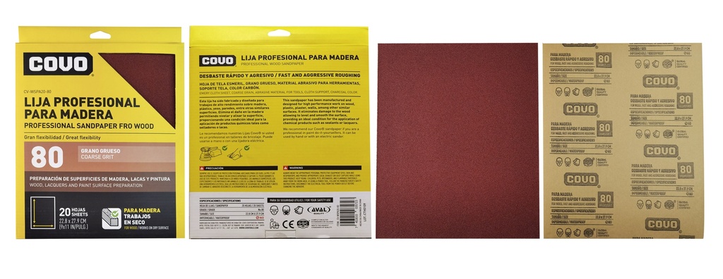 LIJA ROJA GRANO 80 x UNID COVO 8-151