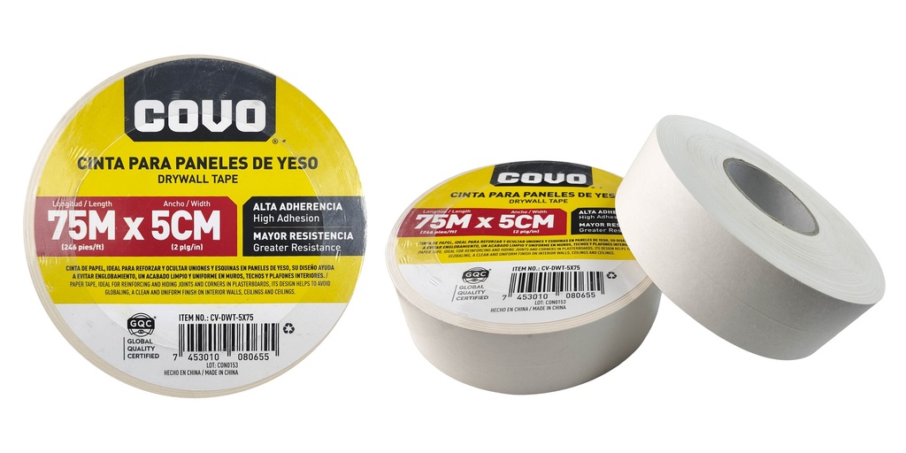CINTA ADHESIVA P/JUNTAS DRYWALL 5 CM x 75 MTS COVO 8-173