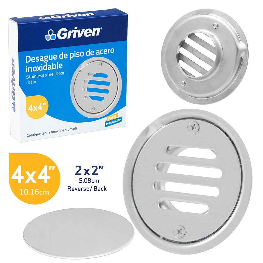 REJILLA CROMADA REDONDA STANDARD C/TAPA GRIVEN 5-179