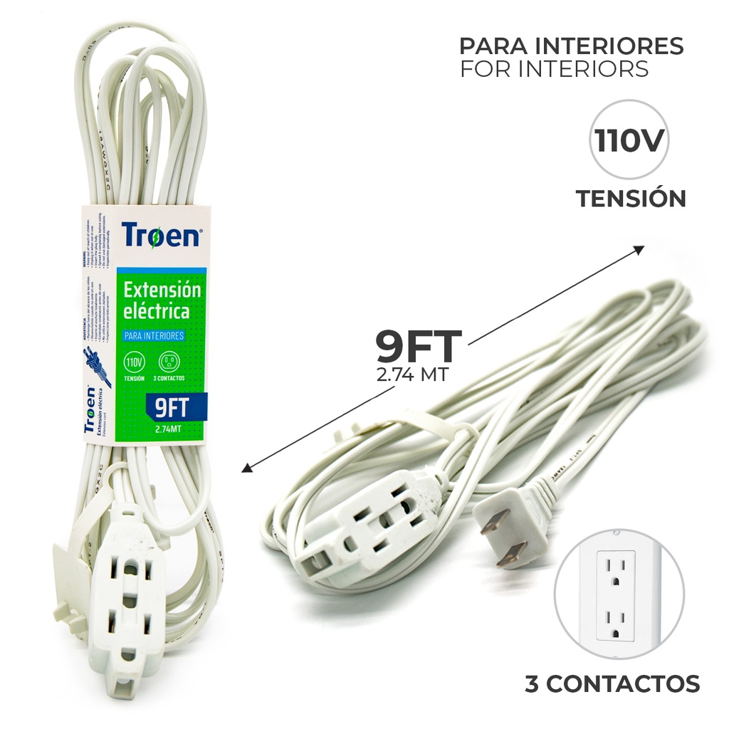 [5-191] EXTENSION ELECTRICA BLANCA 2.74 MTS TROEN 5-191