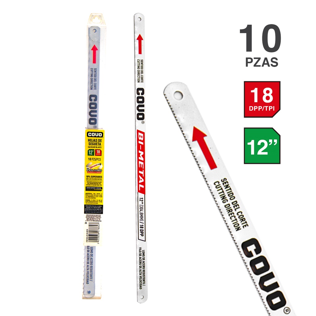 HOJA SEGUETA 12" 18TPI BLANCA x 10 UNID COVO  5-210