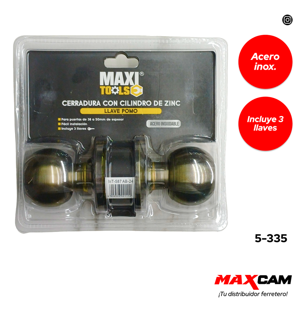 CERRADURA DE POMO BRONCE MAXI TOOL 5-335