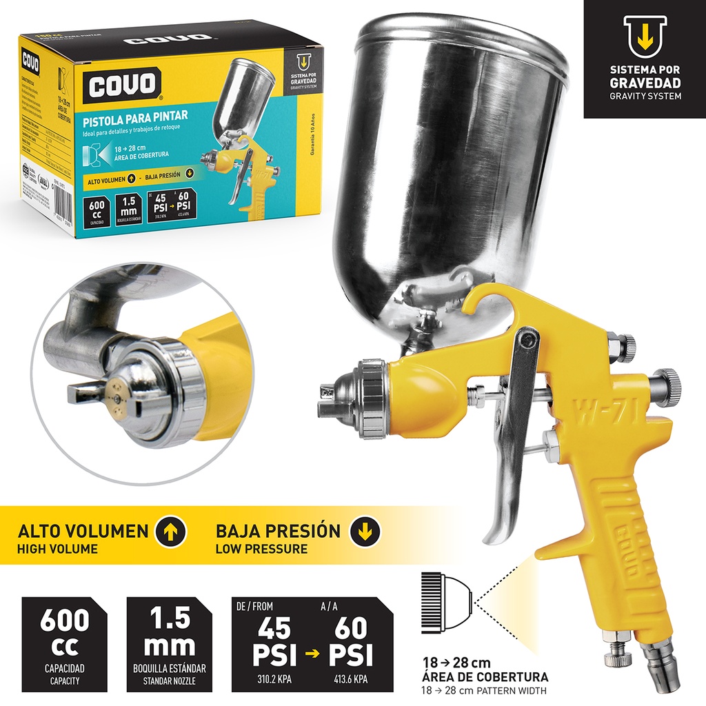 PISTOLA P/PINTAR DE GRAVEDAD 600cc COVO 5-461