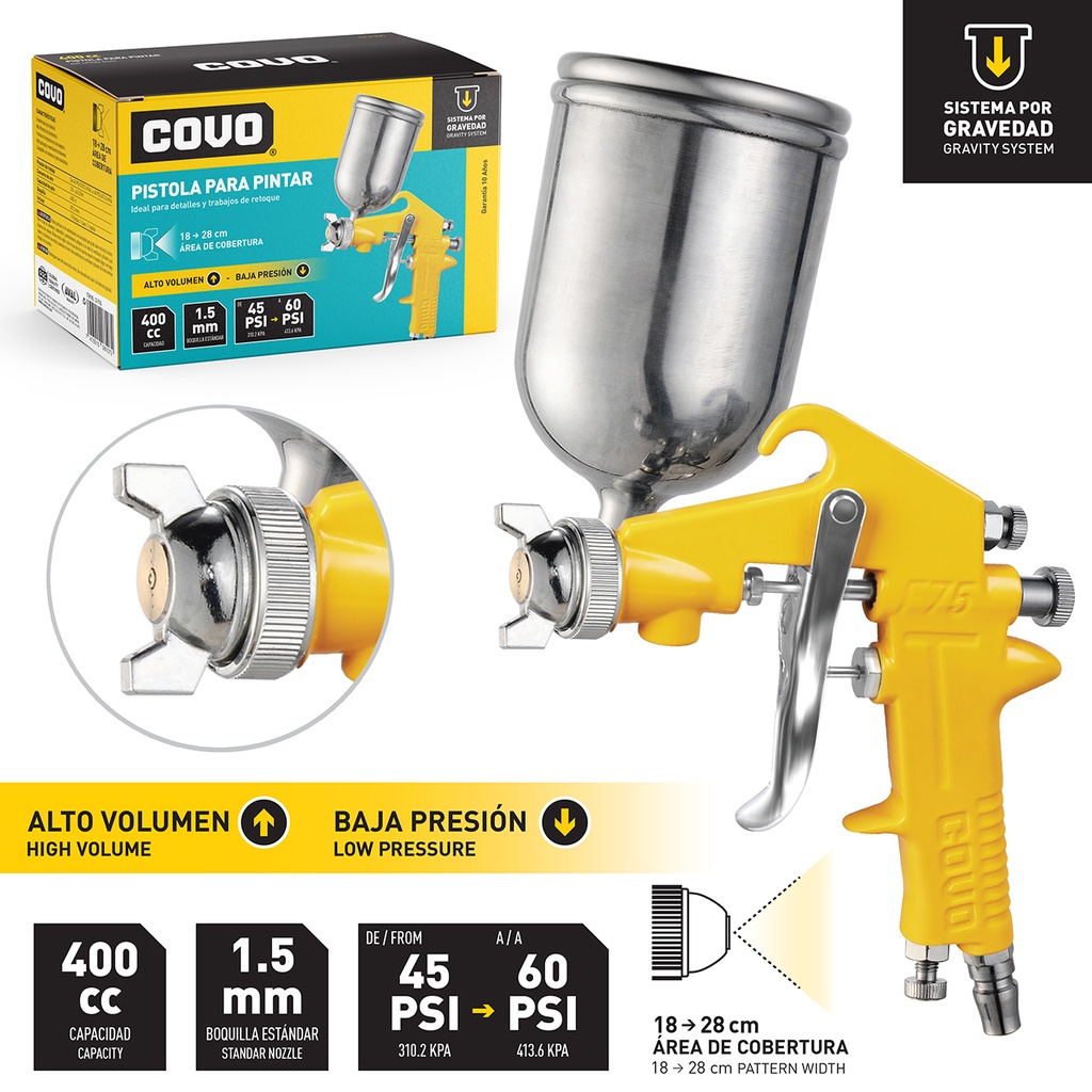 PISTOLA P/PINTAR DE GRAVEDAD 400cc COVO 5-462