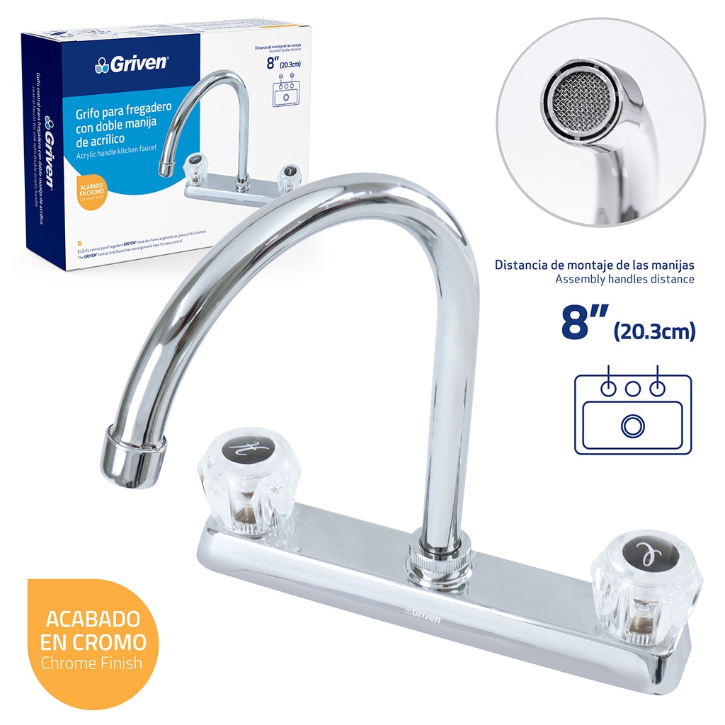 LLAVE FREGADERO DOBLE 8" GRIVEN 5-475