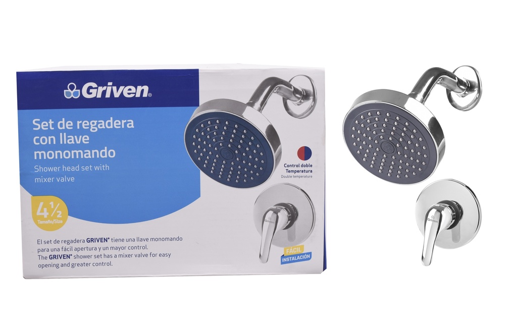 REGADERA CON LLAVE DE DUCHA MONOMANDO GRIVEN 5-545