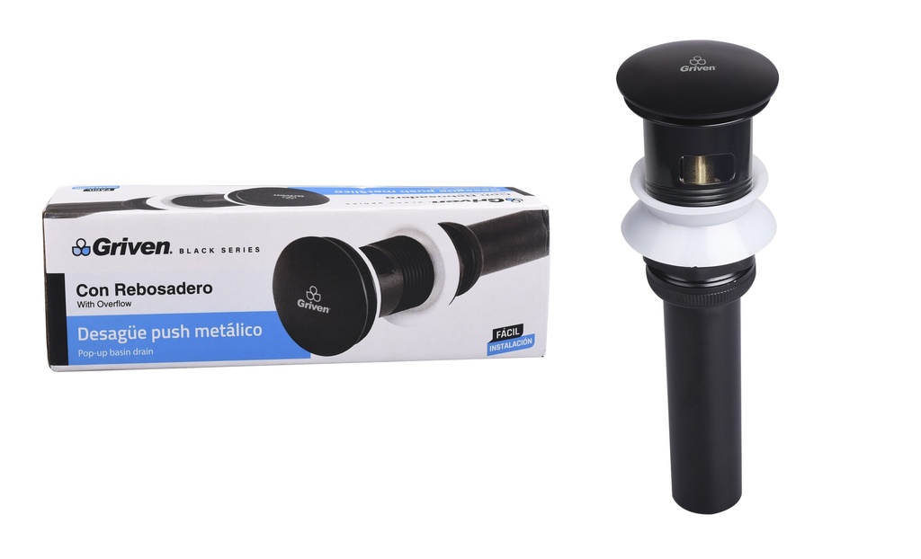 DESAGUE LAVAMANO PUSH C/REB GRIVEN BLACK 5-569