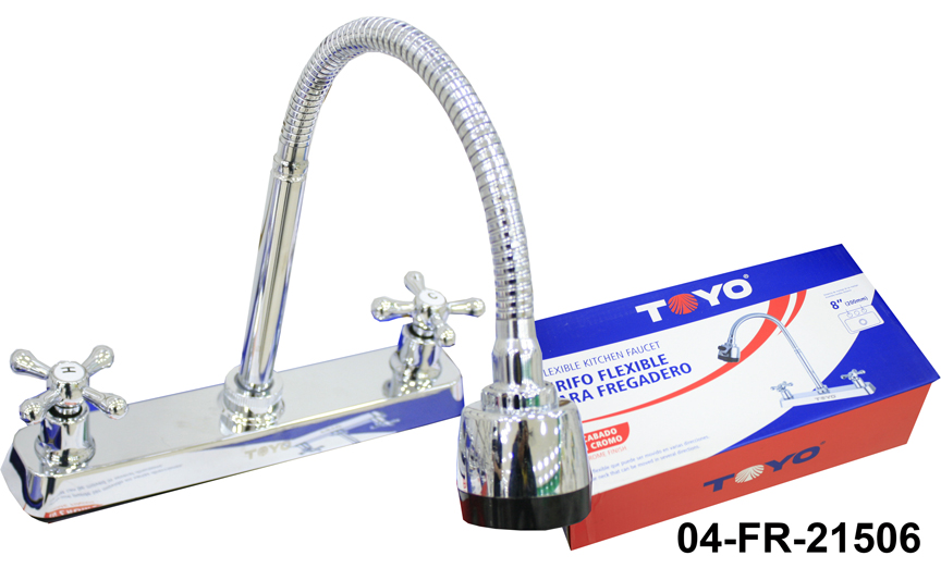 LLAVE FREGADERO DOBLE FLEXIBLE 8" TOYO 5-617