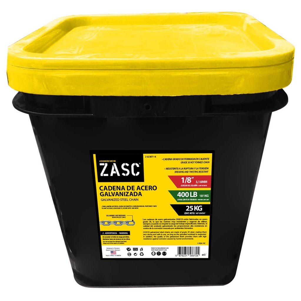 CADENA GALVANIZADA x 1/8 x 25KG ZASC 5-671