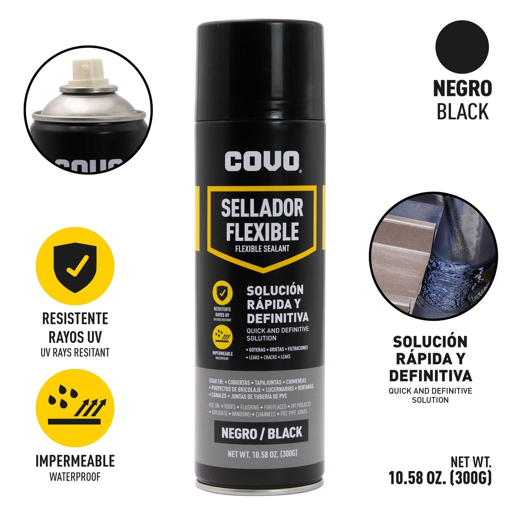 SELLADOR FLEXIBLE IMPERMEABILIZANTE NEGRO COVO 5-694