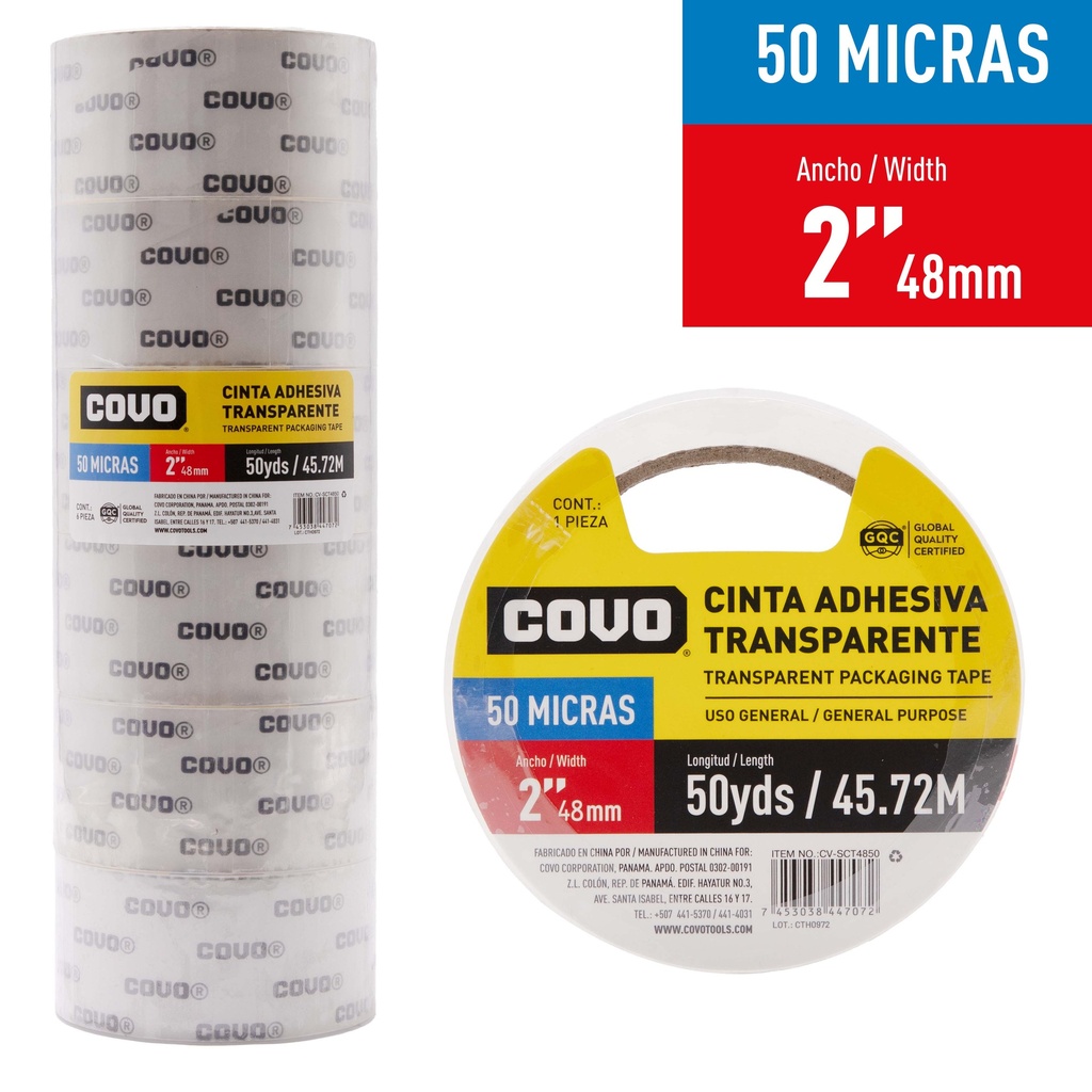 CINTA EMBALAR TRANSPARENTE x 50Y COVO 5-712