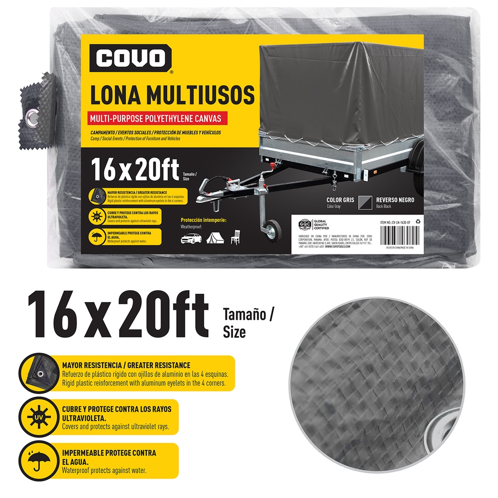 LONA PLASTICA GRIS 16X20FT COVO 5-752