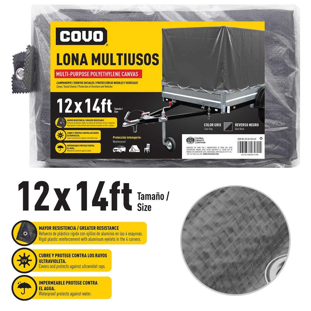 LONA PLASTICA GRIS 12X14FT COVO 5-758