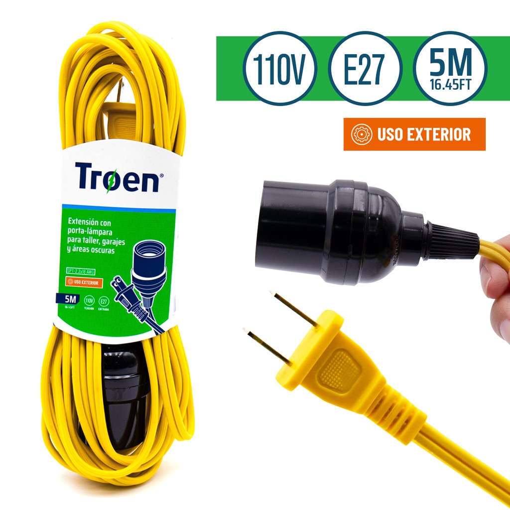 EXTENSION ELECTRICA E27 x 5MTS TROEN 5-812