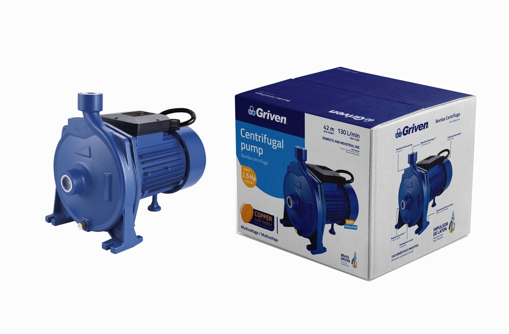 BOMBA CENTRIFUGA 1 1/2" HP 100% COBRE GRIVEN 5-858 (DESC) 