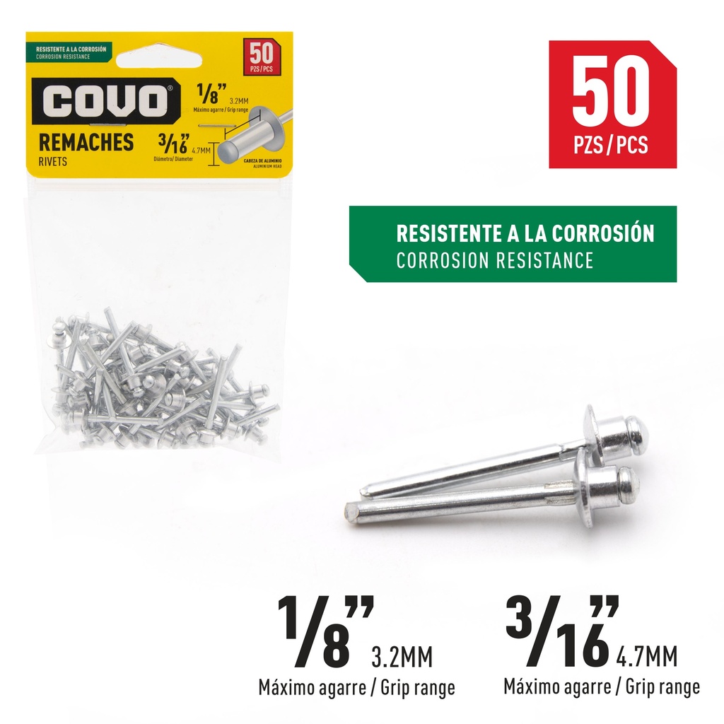 REMACHE 3/16" X 1/8" x 50 UNID COVO 5-864