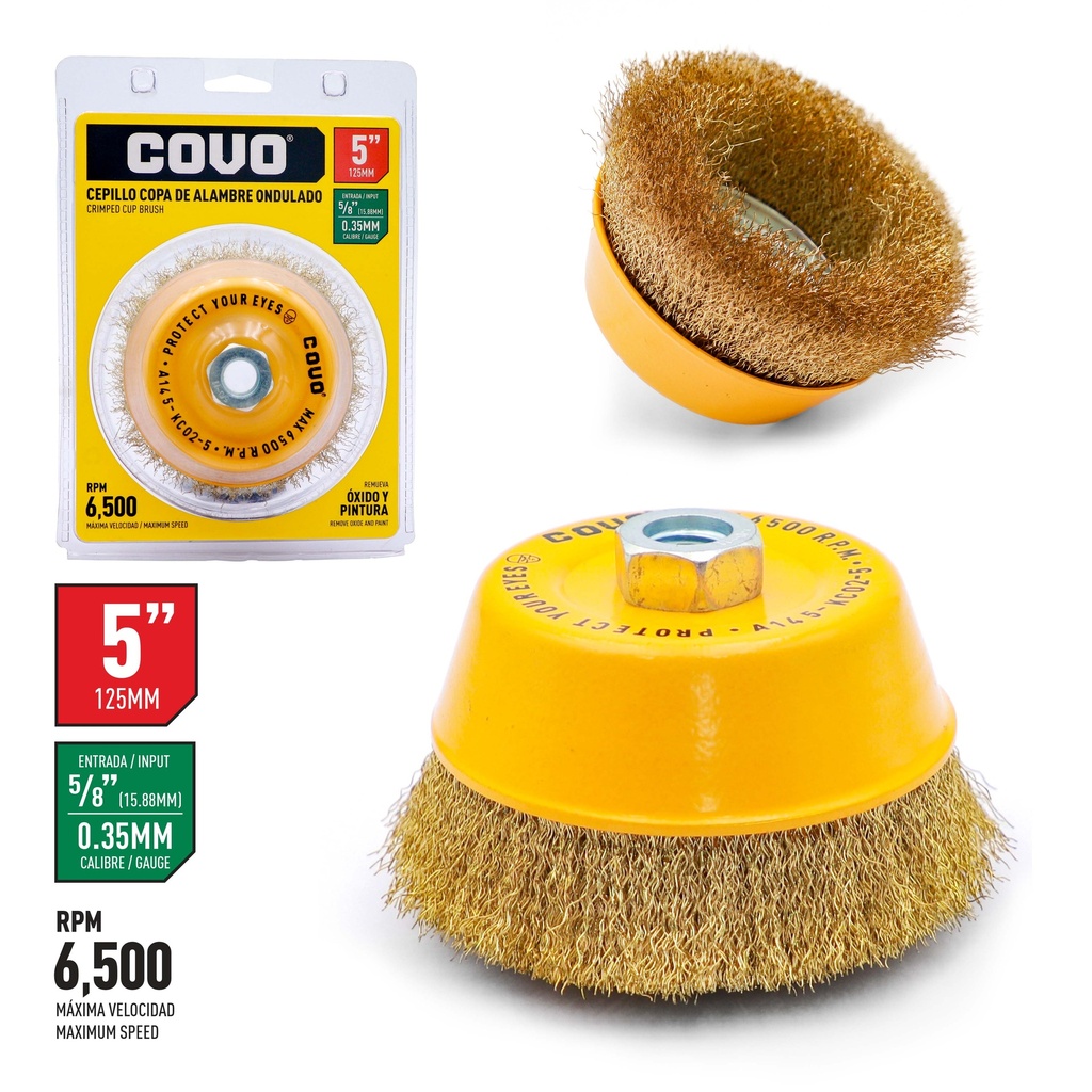 CEPILLO CIRC ALAMBRE ONDULADO 5" x 5/8 COVO 5-875
