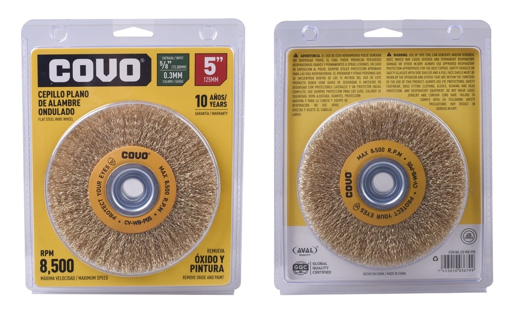 CEPILLO PLANO ALAMBRE P/MAQ 5" x 5/8 COVO 5-876