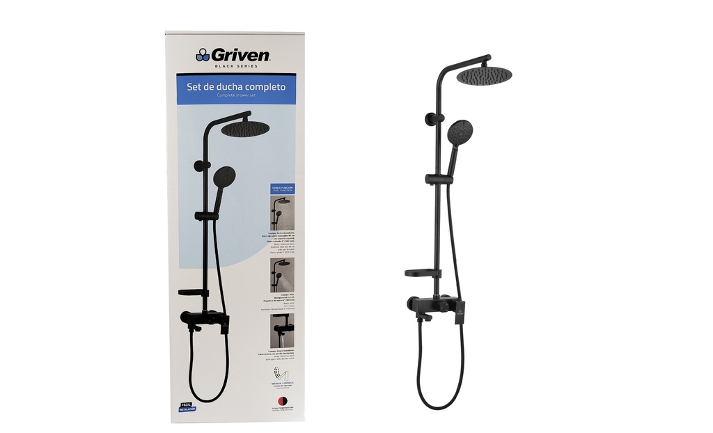 SET DE REGADERA COMPLETO GRIVEN BLACK GRIVEN 5-880