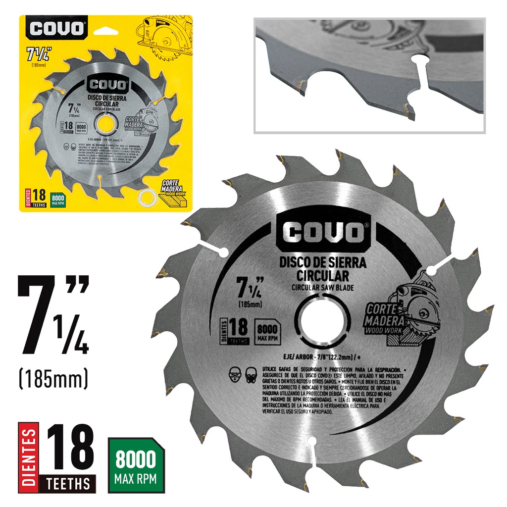 DISCO P/SIERRA CIRCULAR 7 1/4" 18D COVO 5-881