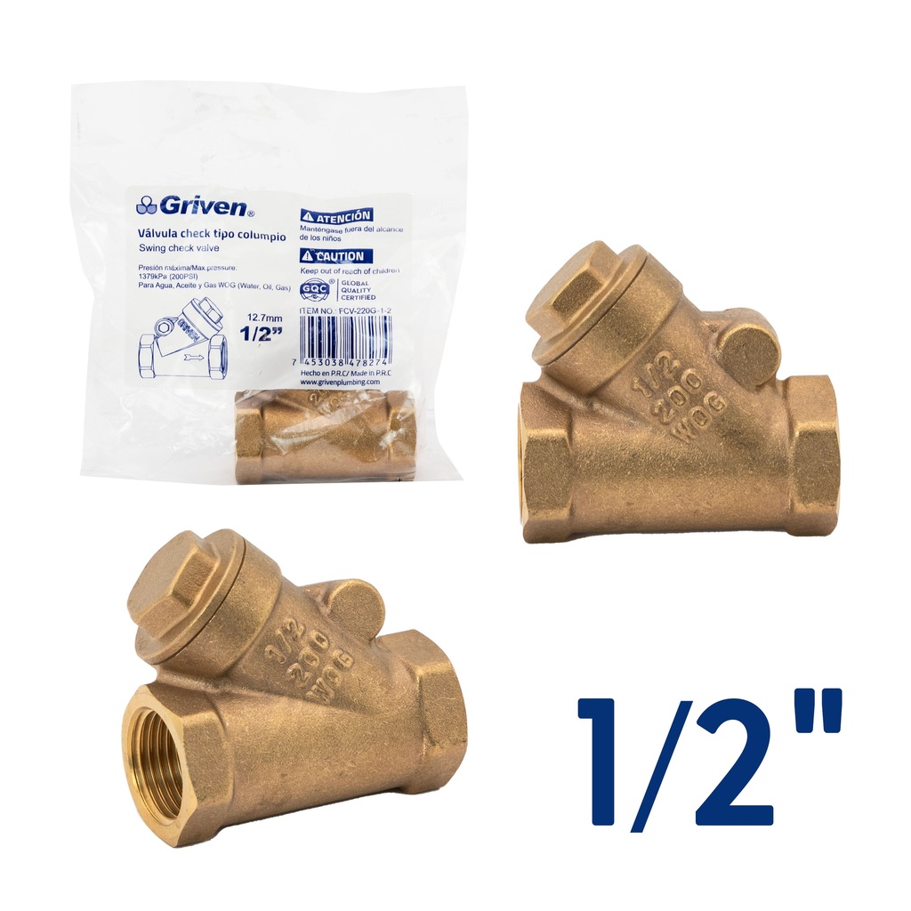 VALVULA CHECK SWING x 1/2" GRIVEN 5-886