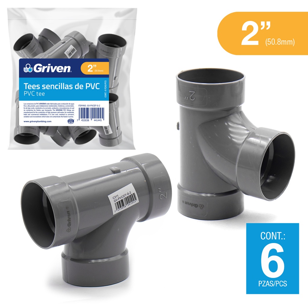 TEE AGUA FRIA 2" GRIS GRIVEN 5-926