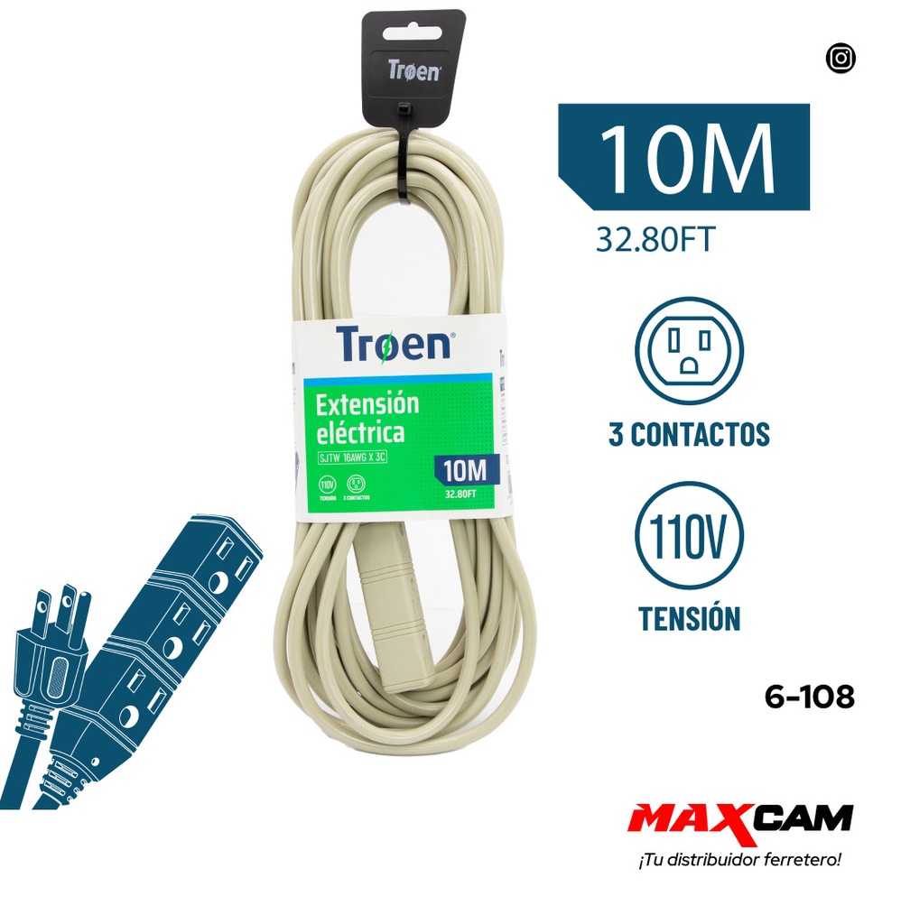 EXTENSION ELECTRICA 3x16 10MTS TROEN 6-108