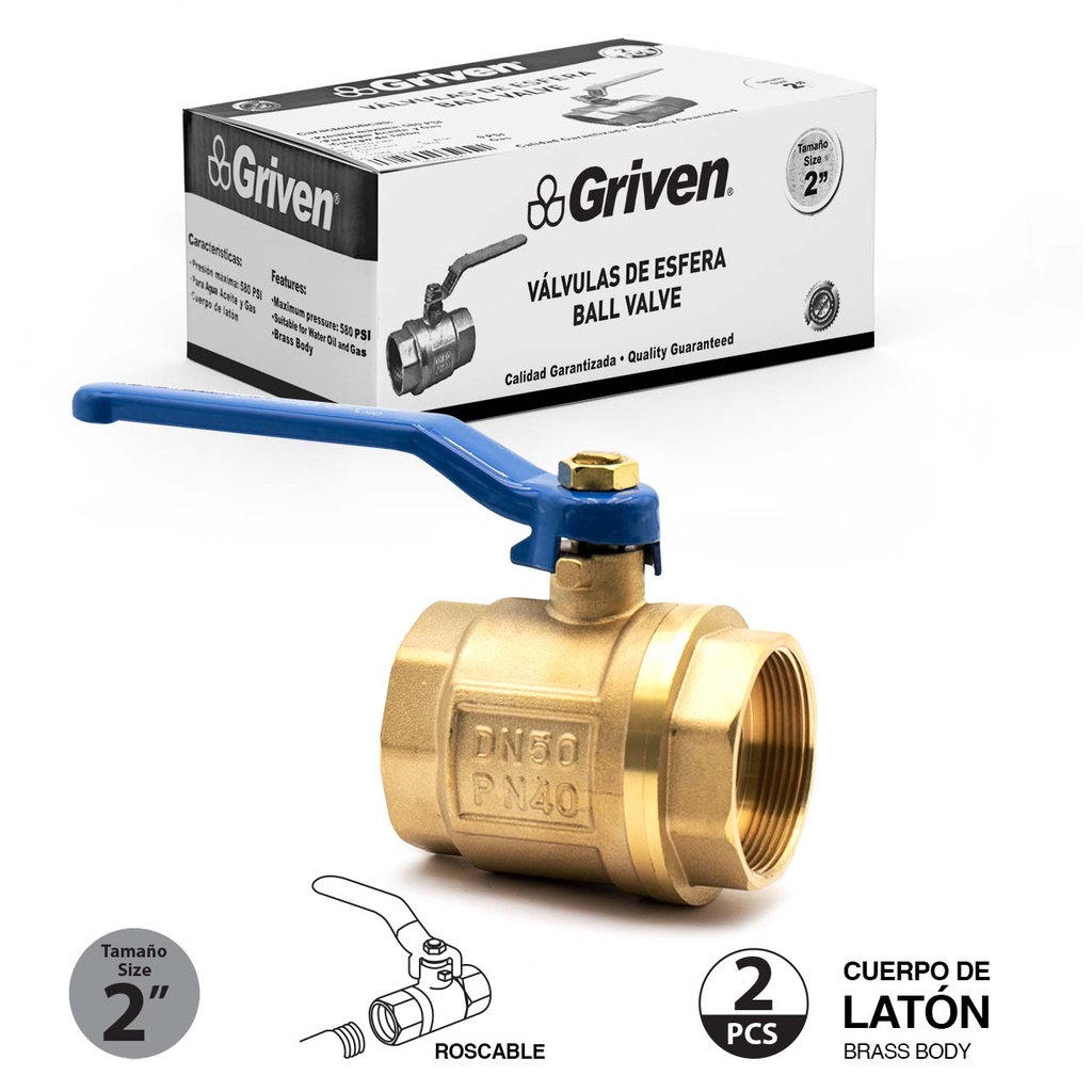 VALVULA PASO BRONCE x 2" GRIVEN 6-135