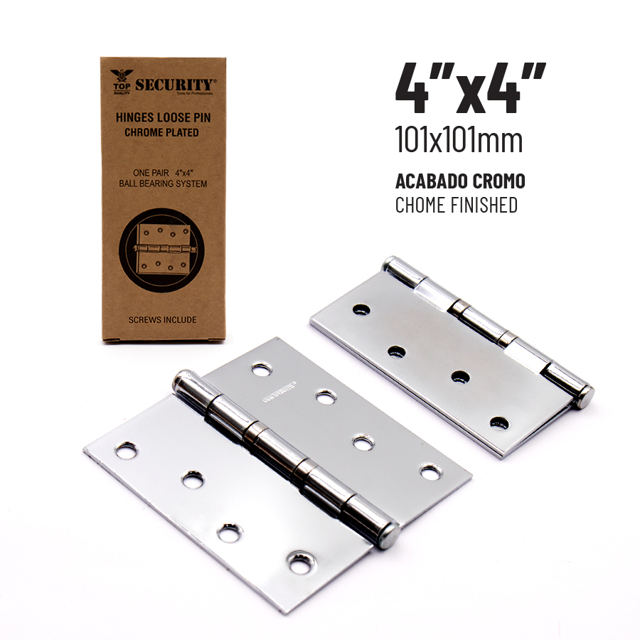 BISAGRA P/PUERTA MADERA 4" x 4" PLATA PAR SECURITY 6-198