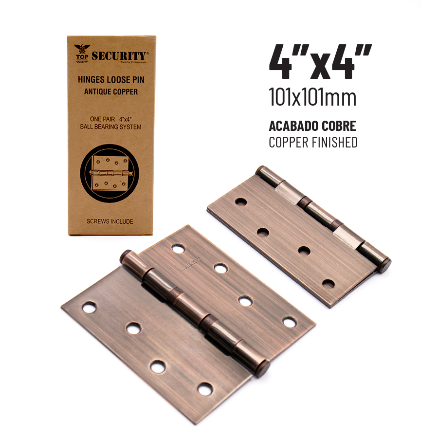 BISAGRA P/PUERTA MADERA 4" x 4" COBRE PAR SECURITY 6-201