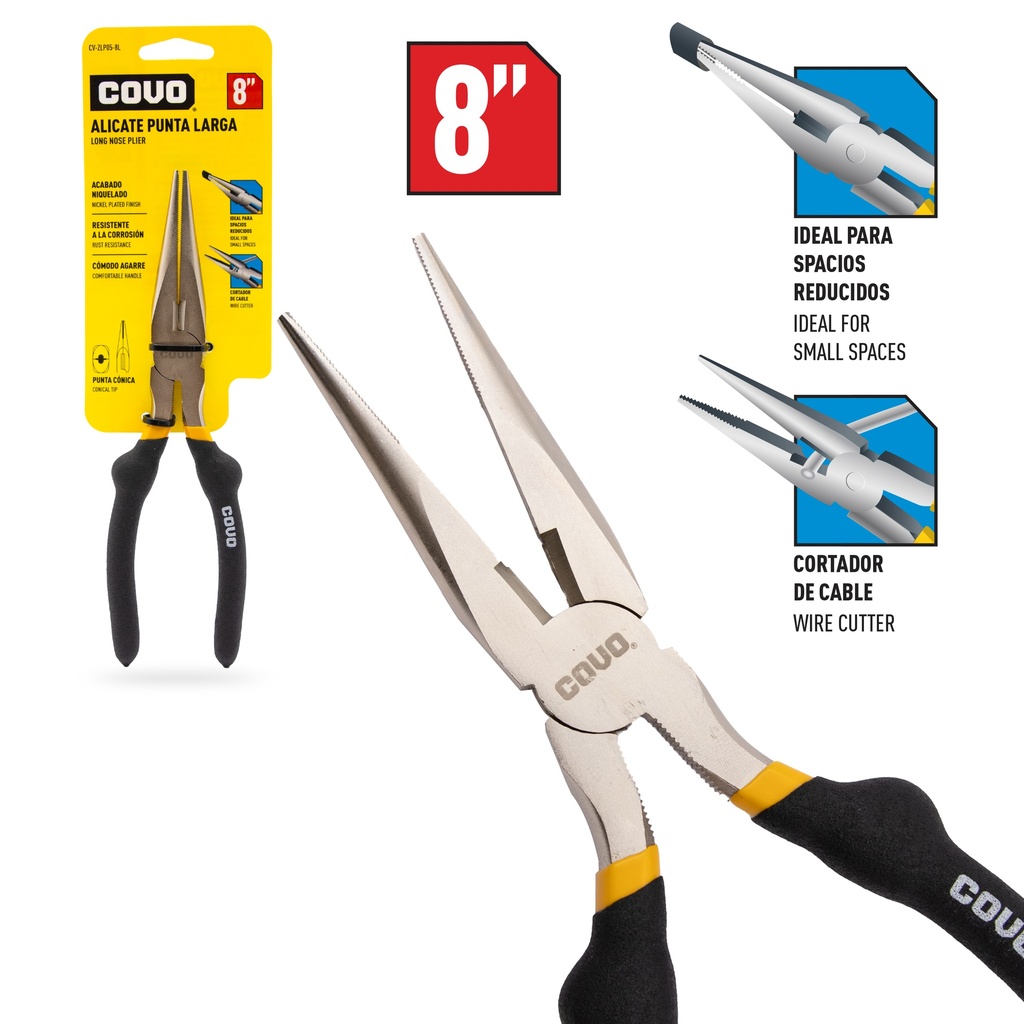 [6-251] ALICATE PUNTA LARGA 8" COVO 6-251