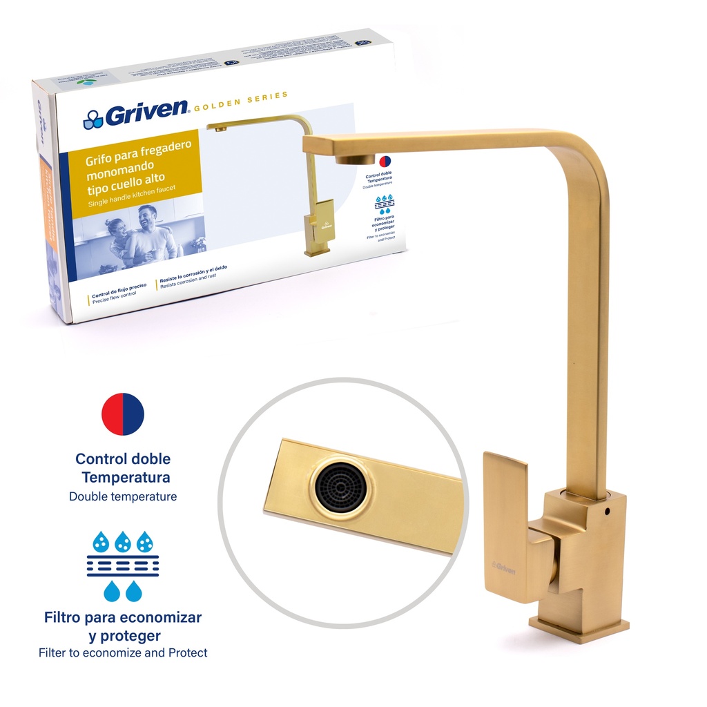 LLAVE FREGADERO MONOMANDO GRIVEN GOLD 6-268