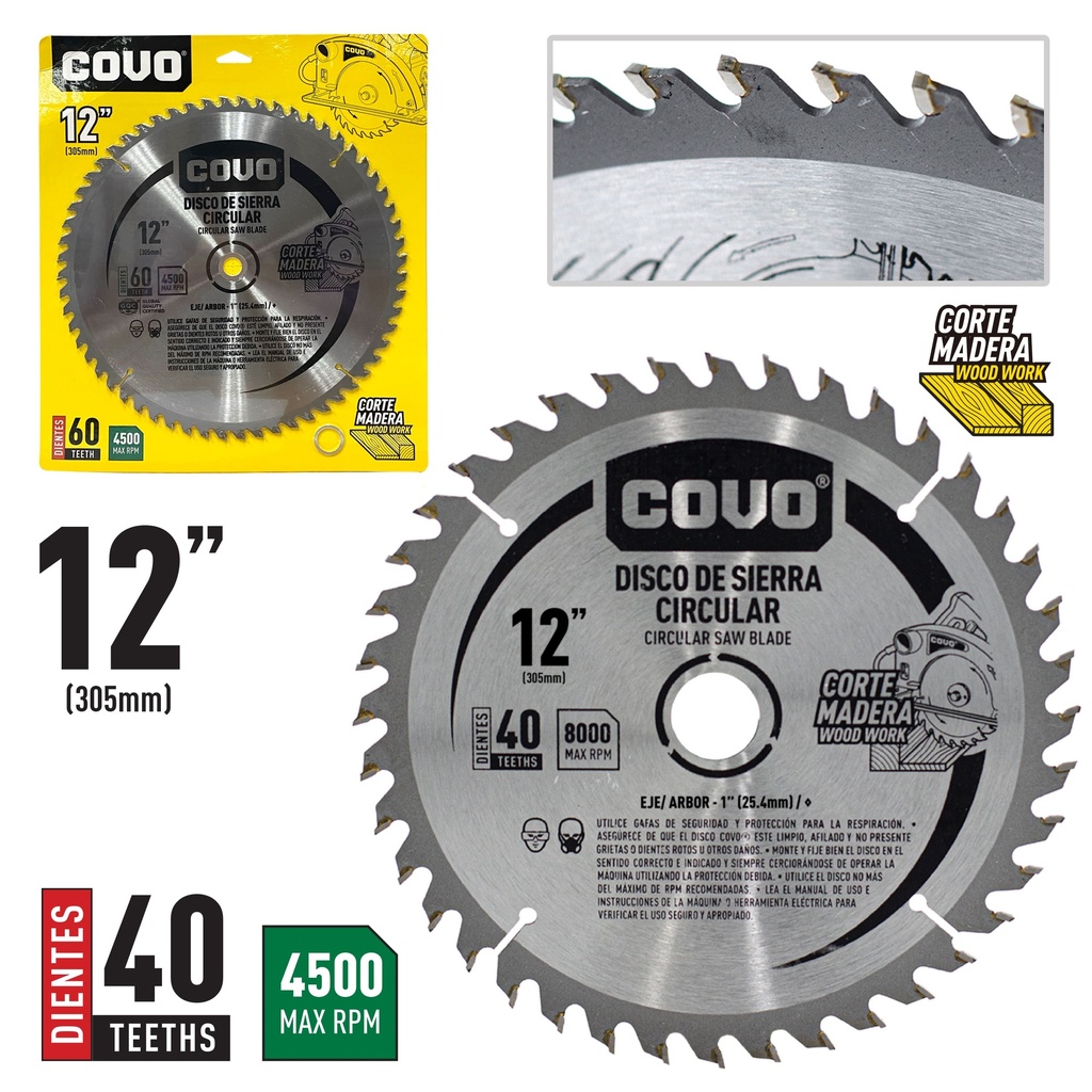 DISCO P/SIERRA CIRCULAR 12" 40D COVO 6-322