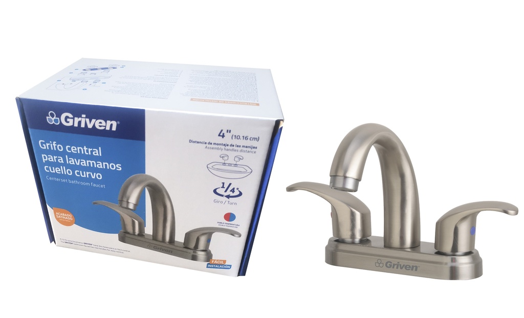 LLAVE LAVAMANO DOBLE METALICA SATINADA GRIVEN 6-348