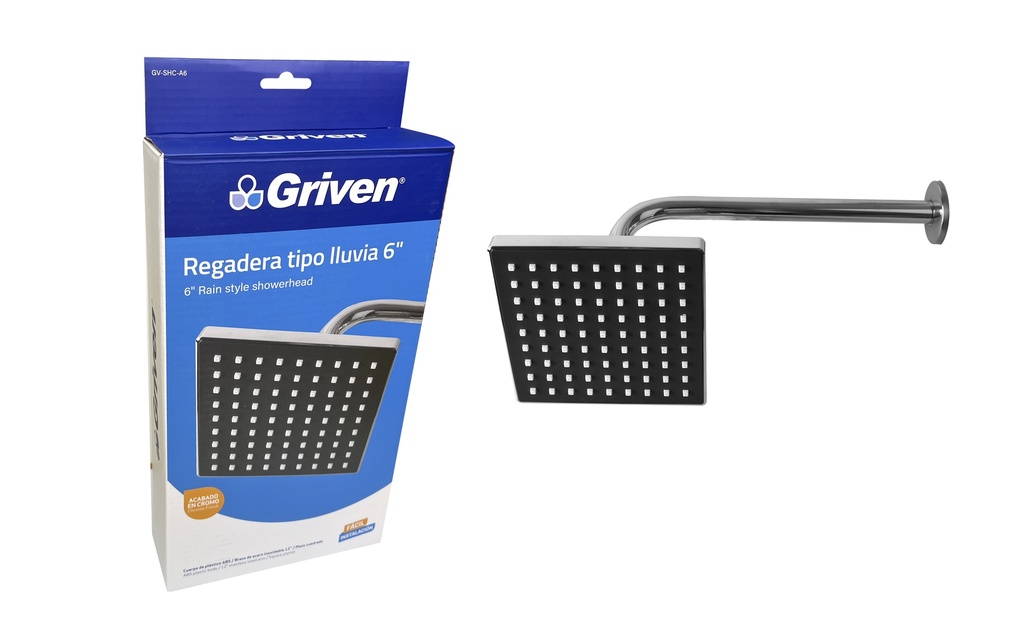 REGADERA CUADRADA 6" GRIVEN 6-355