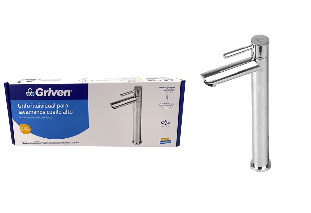 LLAVE LAVAMANO ALTA INDIVIDUAL CROM x 30 CM GRIVEN 6-372